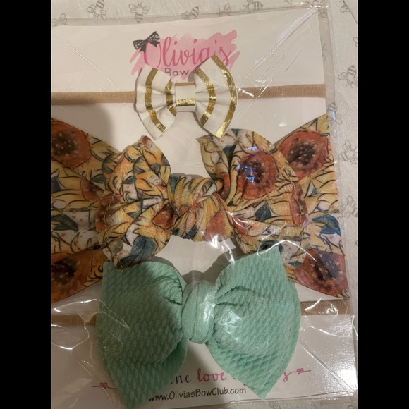 🌻 NWT Baby/Toddler Bow Set- Sunflowers! - Picture 1 of 5